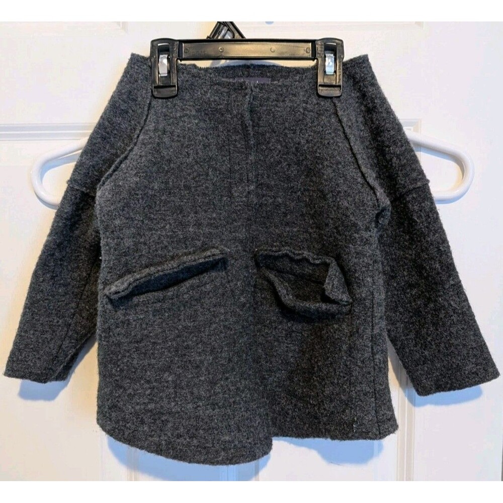 Spain Tocoto Vintage 100% Virgin Wool Button Up UNISEX Kids Coat Jacket Size 4-5